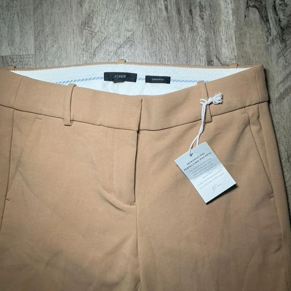 J.Crew Tan Khaki Tailored Trousers Straight Leg NWT Women's Petite Size‎ 8P